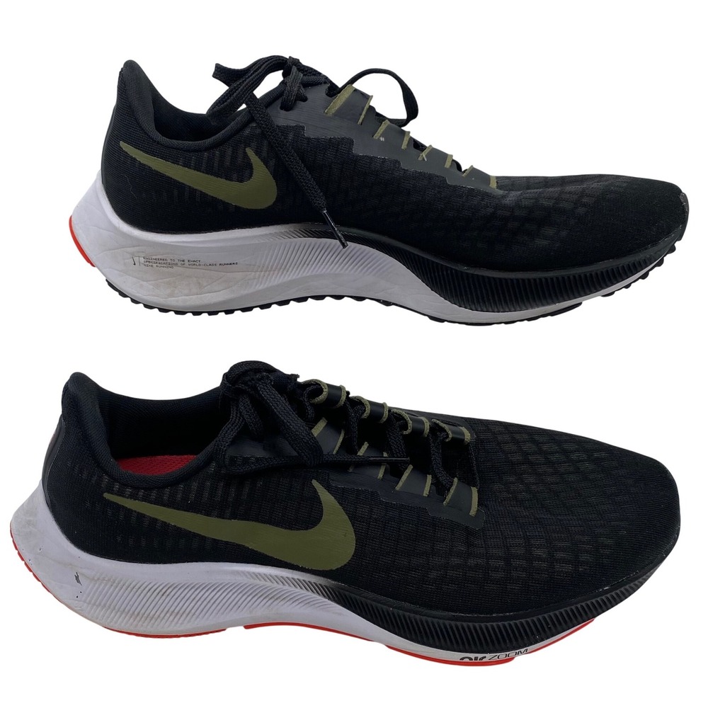 Nike Air Zoom Pegasus 37 Mens 9.5 Black Olive Running Shoes BQ9646-004 (Read)